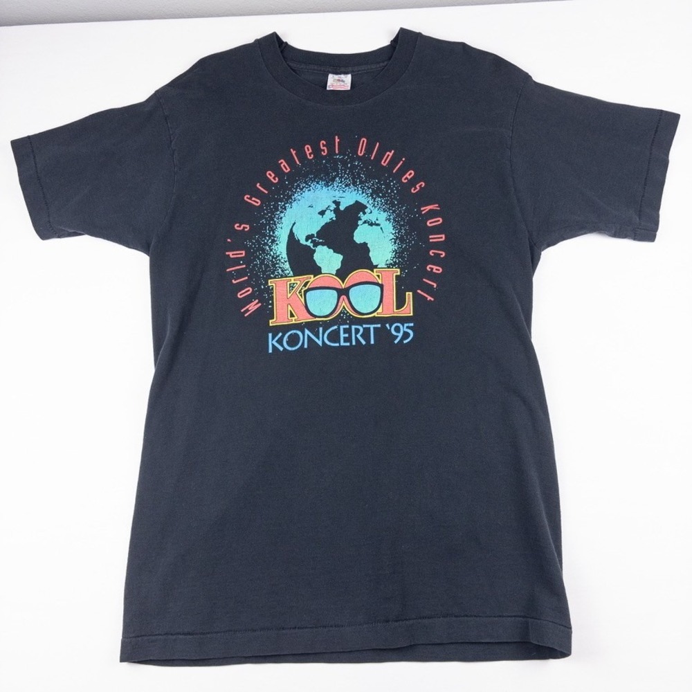 Fruit of the Loom Kool Koncert T-Shirt Mens L Black Vintage‎ 95 Single Stitch